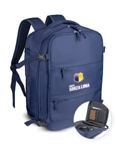 Mochila para notebook preta de couro, moderna e elegante, ideal para viagens de negócios ou lazer. Compartimento único com zíper, alça de transporte e capacidade de armazenamento espaçosa. Perfeita para executivos, estudantes e viajantes.