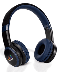 Fone de ouvido Bluetooth preto de metal, tecnologia moderna, sem fio, design elegante, ideal para ouvir música com alta qualidade de som.