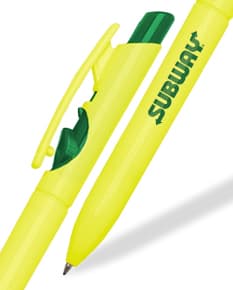 Caneta plástica personalizada de alta qualidade para brindes e eventos. Design moderno e cores vibrantes. Ideal para escrita suave e precisa. Peça já a sua!