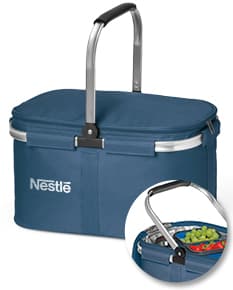 Bolsa térmica 600D removível 14L em amarelo e preto, feita de plástico e metal com alça resistente. Perfeita para armazenar e transportar alimentos ou bebidas de forma segura e mantê-los frescos. Ideal para usar em viagens, no trabalho ou em passeios.