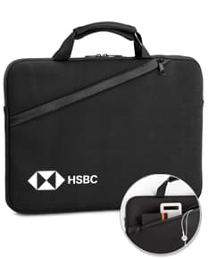 Pasta de couro preta elegante, com alça e zíper, ideal para notebook de 14 polegadas. Perfeita para viagens de negócios e armazenamento seguro de objetos pessoais. Elegância e estilo para o dia a dia.