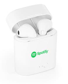 Fone de ouvido True Wireless ABS 250mah em design moderno e tecnológico, representando um dispositivo eletrônico avançado para uso pessoal.
